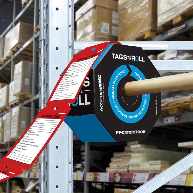 NMC AccuformNMC 100 Tags by-The-Roll, 5S Red Tag, OSHA Compliant Tags, Waterproof PF-Cardstock, Resists Tears, 6.25"x3", TAR162, American Made Safety Tags, Signs, and Labels - Image 4